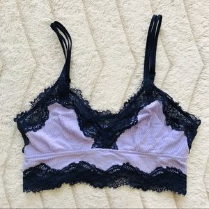 aerie Holiday Ribbed Lace Longline Bralette